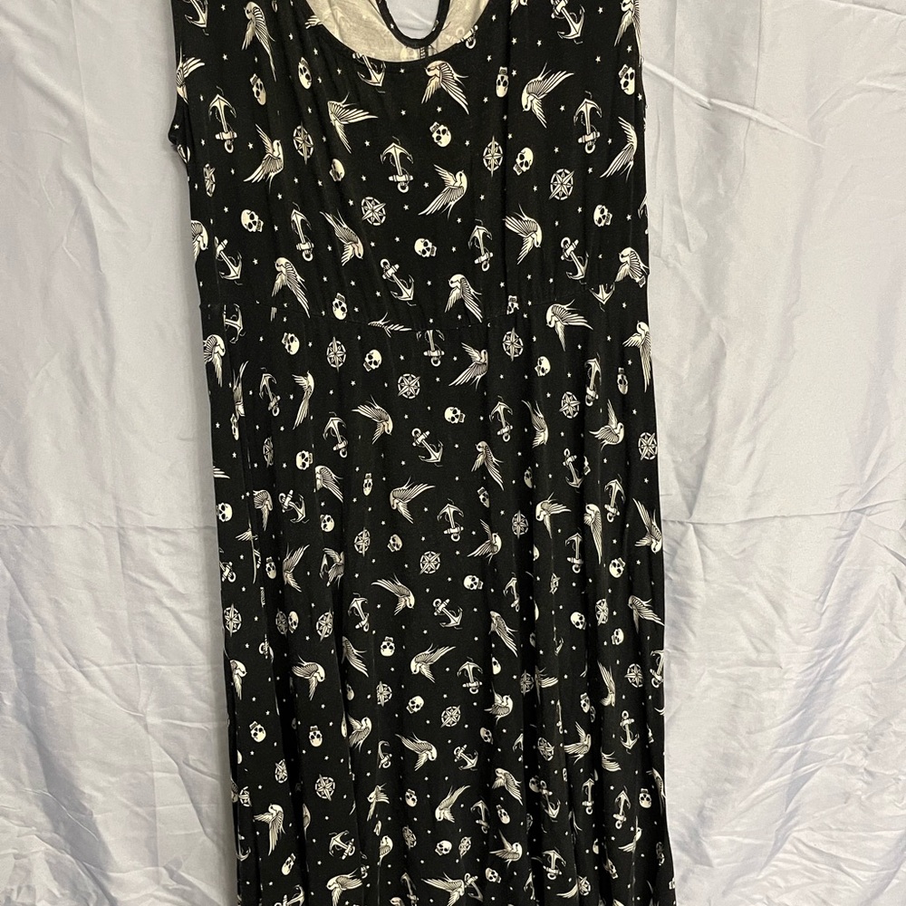 Black skull and Nautical Print Maxi Dress